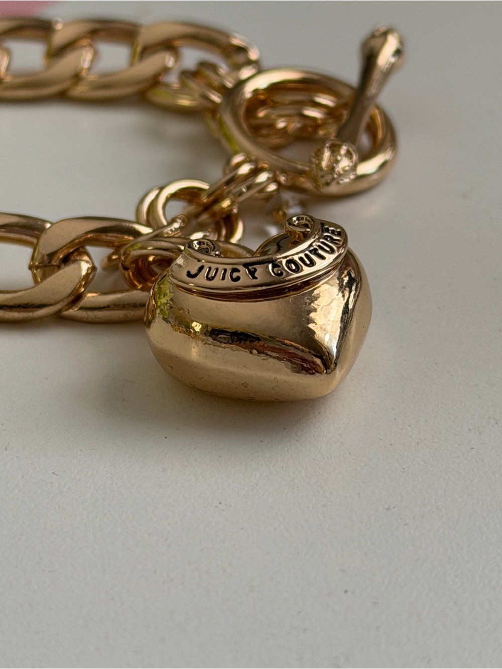 Juicy Couture Rose Gold Curb Chain Bracelet with Heart Charm - Picture 3 of 4